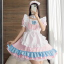 可愛いメイド服 大人用コスチューム メイドコスプレ ショート丈ワンピース フリル 半袖メイド服 ハロウィン衣装 ウェイトレスコスプレ 萌え 舞台衣装 イベント 学園祭 キャラクター 舞台劇 お芝居 メイド喫茶 仮装 変装 女装 ピンク S-6L