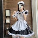 メイド服 大人用コスチューム 可愛いメイド服 メイドコスプレ 半袖 フリル ハロウィン衣装 ワンピース+エプロン+カチューシャ ウェイトレスコスプレ メイド喫茶 萌え 舞台衣装 イベント 学園祭 キャラクター 仮装 変装 女装 ブラック S-6L