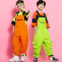 ジャズダンス衣装 子供服 サロペット オールインワン ヒップホップ風 HIPHOP ストリートダンス 男の子 女の子 英文字 舞台パフォーマンス ボーダー柄tシャツ オーバーオール カーゴパンツ 袴パンツ hiphop jazz 男女兼用 ステージ演出服 単品選べる 110cm-180cm