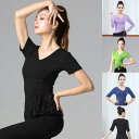ダンスTシャツ ヨガトップス ヨガウェア レディースフィットネスウェア 細見え モダール生地 長袖/五分袖/半袖 ストレッチ ダンスウェア レッスン着 練習着 ...