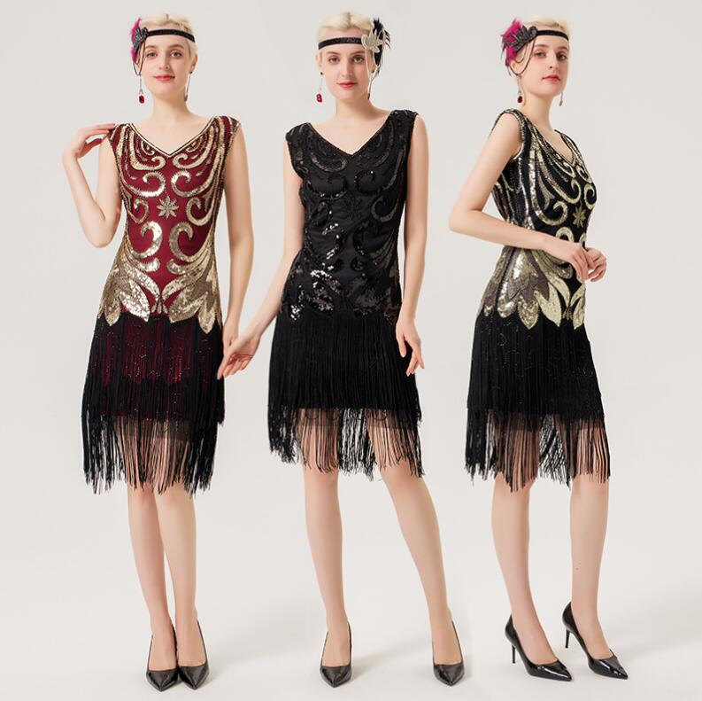 スパンコールドレス膝丈ドレスジャン...