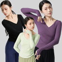 レディースTシャツ ロンT ダンストップス 長袖 フィットネスウェア Vネック ダンスウェア ヨガウェア リラックスヨガ お家ヨガ ヨガ初心者 ストレッチ 練習着 ダンス稽古 レッスン着 古典ダンス/モダンダンス/新体操/ヨガ/バレエダンス