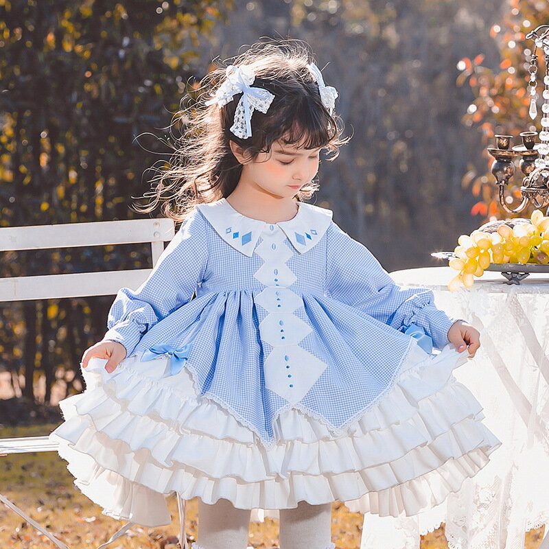 楽天KOALASTORE楽天市場店ロリータ 子供服 チェック柄 プリンセス ふわふわ 子供ドレス ロリータワンピース マルドレス 女の子 キッズ フォー ジュニア コスプレ lolita ゴスロリ 子ども長袖ワンピース 姫様 コスチューム 学園風 発表会 誕生日 演奏会 かわいい 萌え イベント ピアノ 舞台ステージ