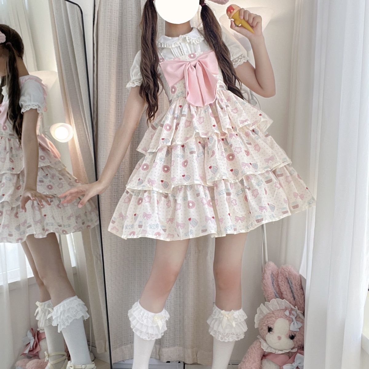 ロリータ服 ロリータワンピース 2点セット 可愛いジャンパースカート プリンセスドレス お姫様ワンピー..