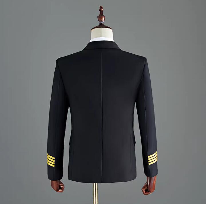 メンズ舞台衣装 ステージ衣装 ジャケット パンツ 2個ボタン 上下セット スーツ 長袖 パイロット 機長 キャプテン ハロウィン 制服 紳士服 仮装 飛行士 コスプレ プロ服 発表会 学園祭 文化祭 大人 普段着 シンプル 船長 イケメン 演出服 結婚式 黒 紺 ダンス衣装 コンサート