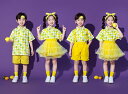 黄緑系 キッズチアダンス衣装 男の子 女の子 プリントシャツ 子ども ジャズダンス服 単品 セット 短パン 半袖 スカート チュチュ 靴下 笑顔プリント ダンス...