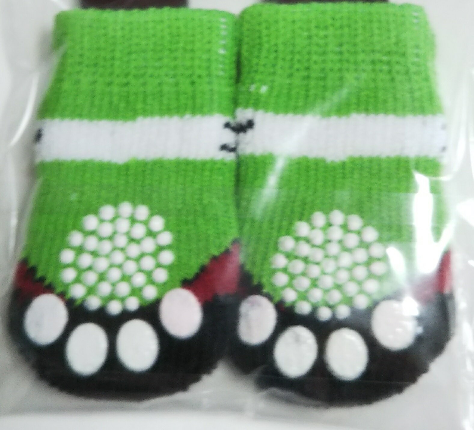 【メール便対応】ペットソックス滑り止め付犬用靴下S〜L（てんとう虫）足の保護に