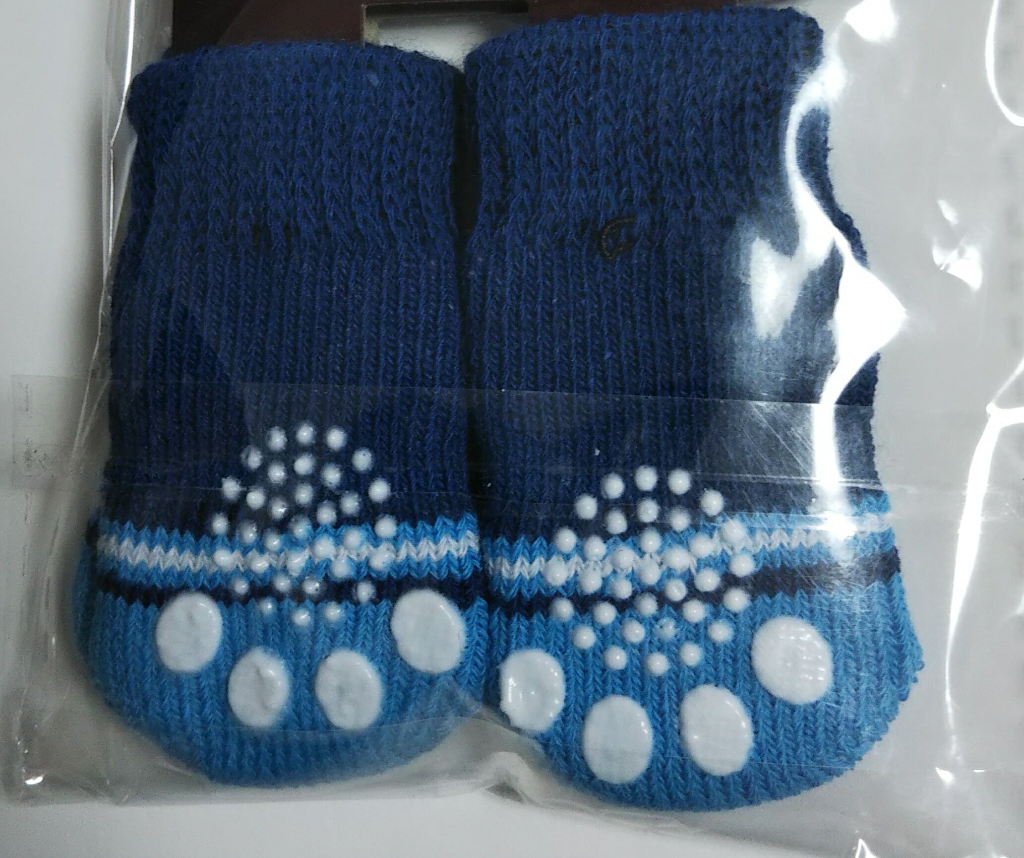 【メール便対応】ペットソックス滑り止め付犬用靴下S〜L（ボーン紺）足の保護に