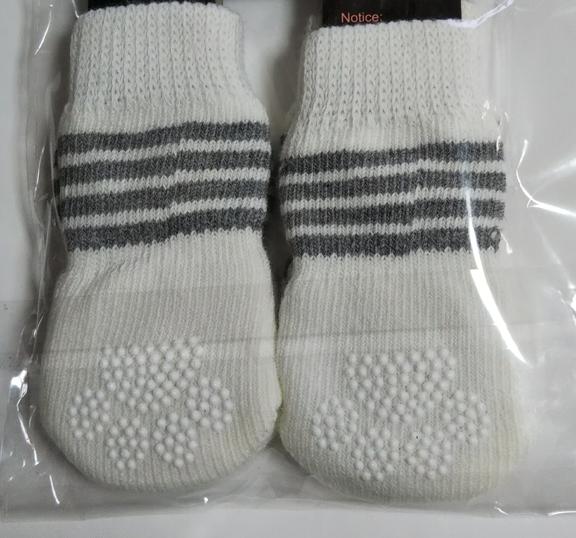 【メール便対応】ペットソックス滑り止め付犬用靴下S〜L（ドッグ白）足の保護に