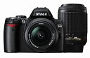 【中古】(非常に良い)Nikon デジタル一眼レフカメラ D40 ダブルズームキットII ブラック D40BWZII
