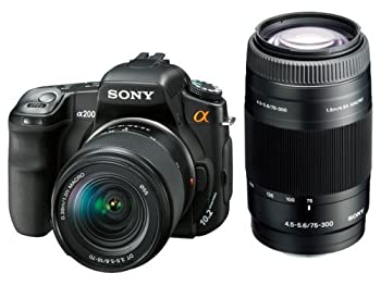 【中古】(非常に良い)ソニー SONY デジタル一眼レフカメラWズームレンズキット α200 ダブルズームキット DSLR-A200W