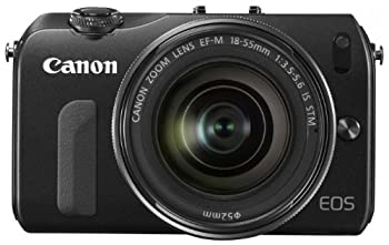 【中古】Canon ミラーレス一眼カメラ EOS M レンズキット EF-M18-55mm F3.5-5.6 IS STM付属 ブラック EOSMBK-18-55ISSTMLK