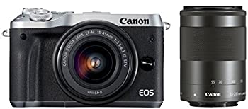 【中古】(非常に良い)Canon ミラーレス一眼カメラ EOS M6 ダブルズームキット(シルバー) EF-M15-45mm/EF-M55-200mm 付属 EOSM6SL-WZK