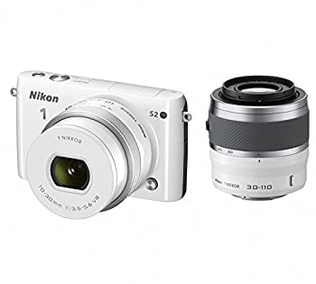 【中古】(非常に良い)Nikon ミラーレス一眼 Nikon1 S2 ダブルズームキット ホワイト S2WZWH