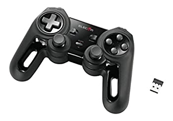 【中古】(非常に良い)エレコム ワイヤレス ゲームパッド 13ボタン Xinput 振動 連射 高耐久 ブラック JC-U4113SBK