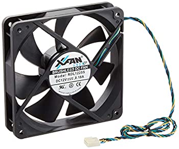 【中古】X-Fan12cm角×25mmCPU用PWM(色/黒・リブ無) スリーブ、スピードセンサー付 800~1700rpm/34db ファンモータ RDL1225SBK-PWM