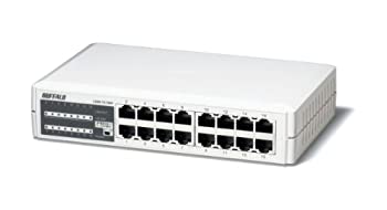 【中古】BUFFALO 10/100Mbps対応 プラスチック筺体 電源内蔵 16ポート ホワイト スイッチングハブ LSW3-TX-16NP