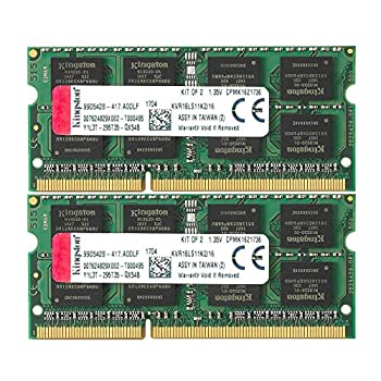 yÁzLOXg m[gPCp  DDR3L 1600 (PC3L-12800) 8GB~2 CL11 1.35V Non-ECC SO-DIMM 204pin KVR16LS11K2/16