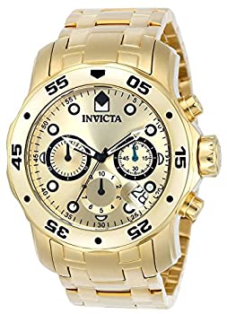 yÁzrv CBN^ Invicta Men's 0074 Pro Diver Chronograph 18k Gold Plated Stainless Steel Watch [sAi]