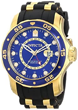 yÁzInvicta Men's 6993 Pro Diver Collection GMT Blue Dial Black Polyurethane Watch