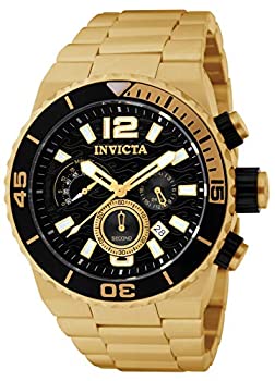 yÁzInvicta Men 's Pro Diver 1343 W Gold Tone/Black