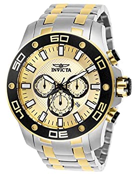 yÁzInvicta Men's 26080 Pro Diver Quartz Chronograph Gold Dial Watch