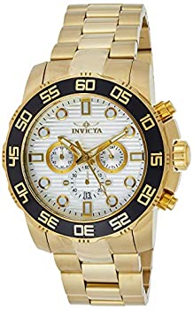 yÁzInvicta Men's Pro Diver 22229 Gold Stainless-Steel Plated Quartz Dress Watch