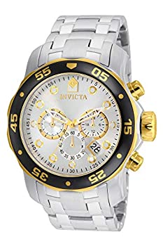 yÁzInvicta Men's Pro Diver 80040 Silver Stainless-Steel Plated Swiss Parts Chronograph Dress Watch