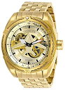 yÁzInvicta Men's Aviator Gold-Tone Steel Bracelet & Case Automatic Analog Watch 28211