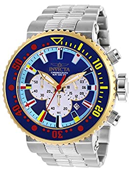 yÁzInvicta Men's Pro Diver Steel Bracelet & Case Quartz Blue Dial Analog Watch 27661