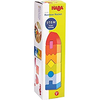 【中古】HABA レインボー・ロケット 9ピース 木製 スタッキング プレイ・セット 1歳以上用