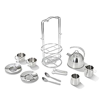 yÁz(ɗǂ)Melissa & Doug Stainless Steel Tea Set & Storage Stand Toy