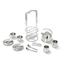 【中古】(非常に良い)Melissa & Doug Stainless Steel Tea Set & Storage Stand Toy