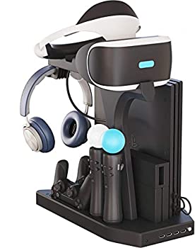 【中古】FiSound PSVR PlayStation 4 PS4 Pro PS4 Slim多機能縦置きスタンド（※スタンド本体のみ） PlayStation4ワイヤレスコントローラー2台＆PlayStation moveモーショ