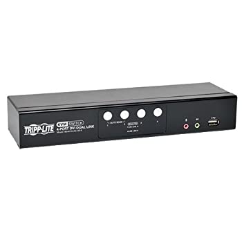 【中古】(非常に良い)Tripp Lite 4-Port DVI/USB KVM Switch Dual Link w/ Audio & Cables - KV...