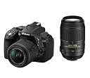 【中古】(非常に良い)Nikon デジタル一眼レフカメラ D5300 ダブルズームキット ブラック 2400万画素 3.2型液晶 D5300WZBK