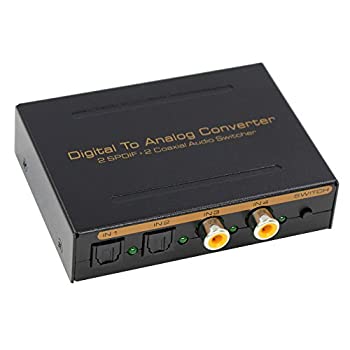 【中古】(非常に良い)BLUPOW DAC 光デジタル アナログ オーディオ変換器「光＆同軸デジタル入力各2系統 → アナログRCA/3.5mmヘッドフォン+光デジタル出力」オーディ