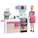 【中古】(未使用・未開封品)バービー(Barbie) おしごとあそび バービー コーヒーショップ 【ドール、アクセサリー付き】【着せ替え人形 お世話セット 3才...