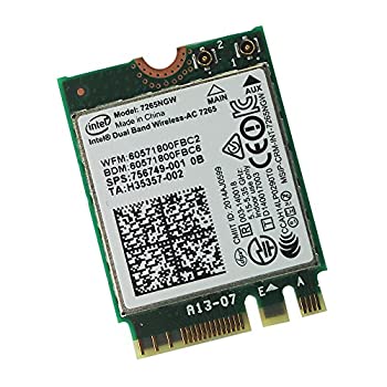 【中古】Intel Wireless-AC 7265 7265NGW 7265AC 867Mbps 2X2 NGFF Pcie Bluetooth WLANカード