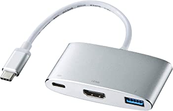 【中古】サンワサプライ USB Type C-HDMIマルチ変換アダプタプラス AD-ALCMHDP01
