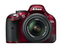 【中古】(非常に良い)Nikon デジタル一眼レフカメラ D5200 レンズキット AF-S DX NIKKOR 18-55mm f/3.5-5.6G VR付属 レッド D5200LKRD