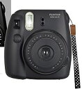 【中古】FUJIFILM インスタントカメラ チェキ instax mini 8 純正ハンドストラップ付き ブラック INS MINI 8 BLACK N