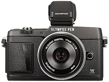 【中古】(非常に良い)OLYMPUS ミラーレス一眼 PEN E-P5 17mm F1.8 レンズキット(ビューファインダー VF-4セット) ブラック E-P5 17mm F1.8 LKIT BLK