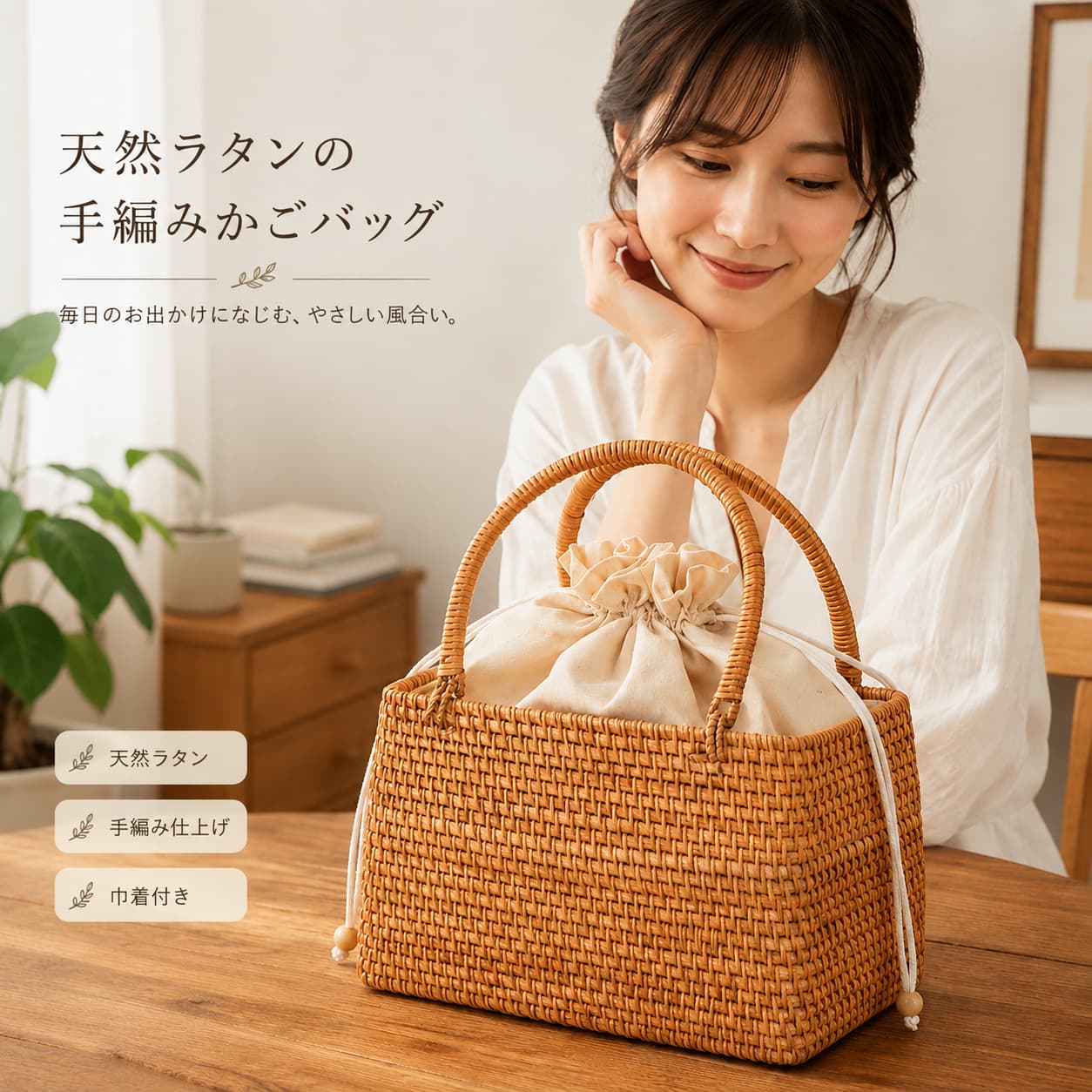 【TANABANA】 未使用 かごバッグ ナチュラルブラウン アタ ラタン TANABANA】 未使用 かごバッグ ナチュラルブラウン アタ ラタン 楽天