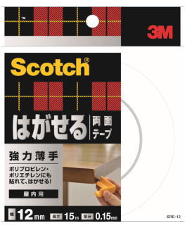 3M　はがせる両面テープ　強力薄手　（SRE−12） 12mm×15m