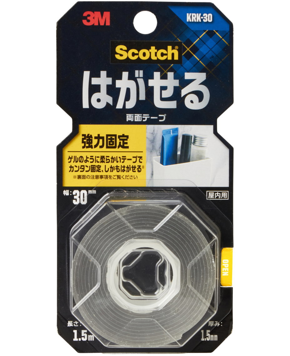 乐天商城 - 3M スコッチ はがせる両面テープ 強力固定30mm×1.5m KRK-30