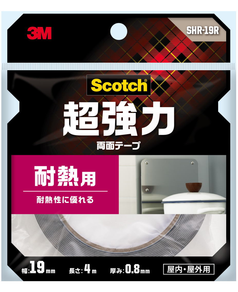 乐天商城 - 3M 超強力両面テープ 耐熱用 幅19mm×長さ4m SHR-19R