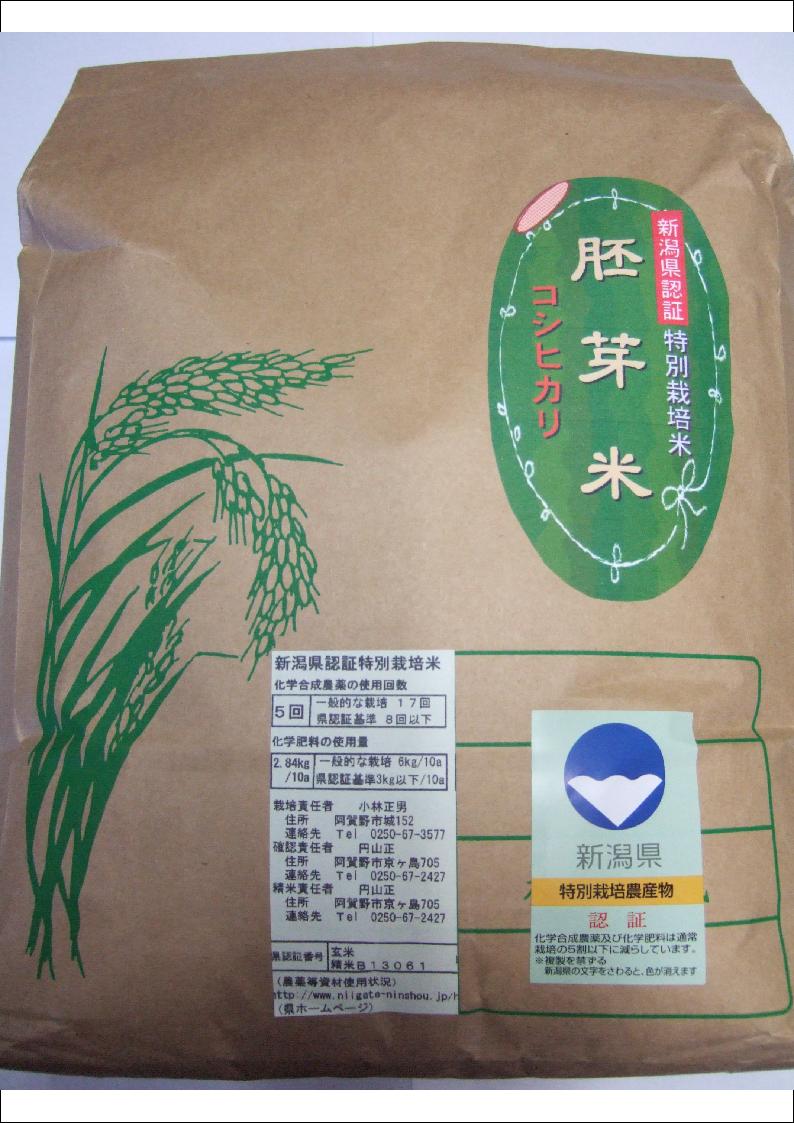 新潟県産 特別栽培米 胚芽米 コシヒカリ 5kg 令和元年産（減農薬・減化学肥料栽培...