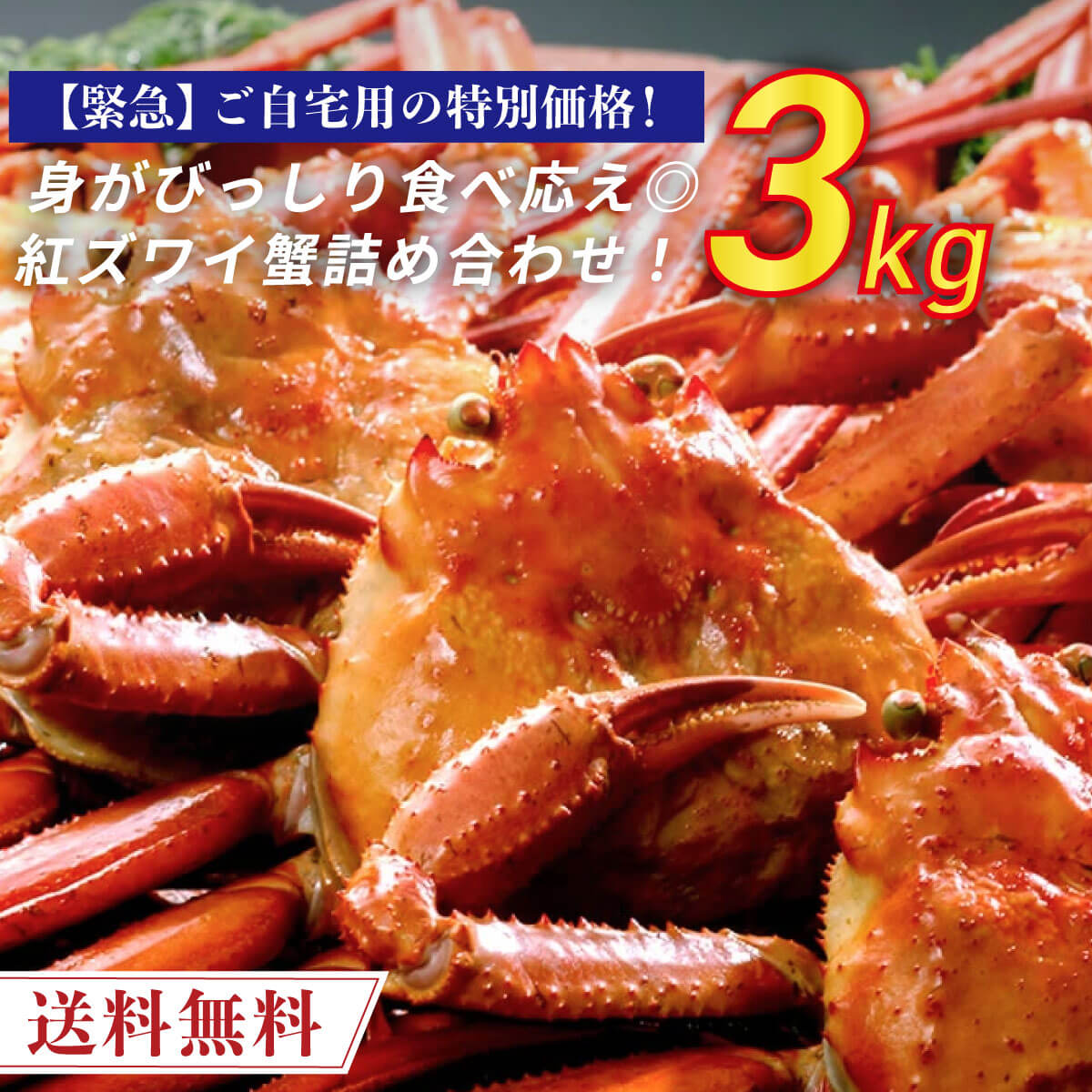 【緊急企画】 日本海産 紅ズワイ蟹 メガ盛り 3kg 茹でたて紅ズワイガニ 国産 【送料無料】 紅ずわい蟹 紅ずわい 紅ズワイ かに カニ 蟹 ボイル 茹でたて 海鮮 ズワイガニ 食品 取り寄せ クール便 家庭用 母の日
ITEMPRICE