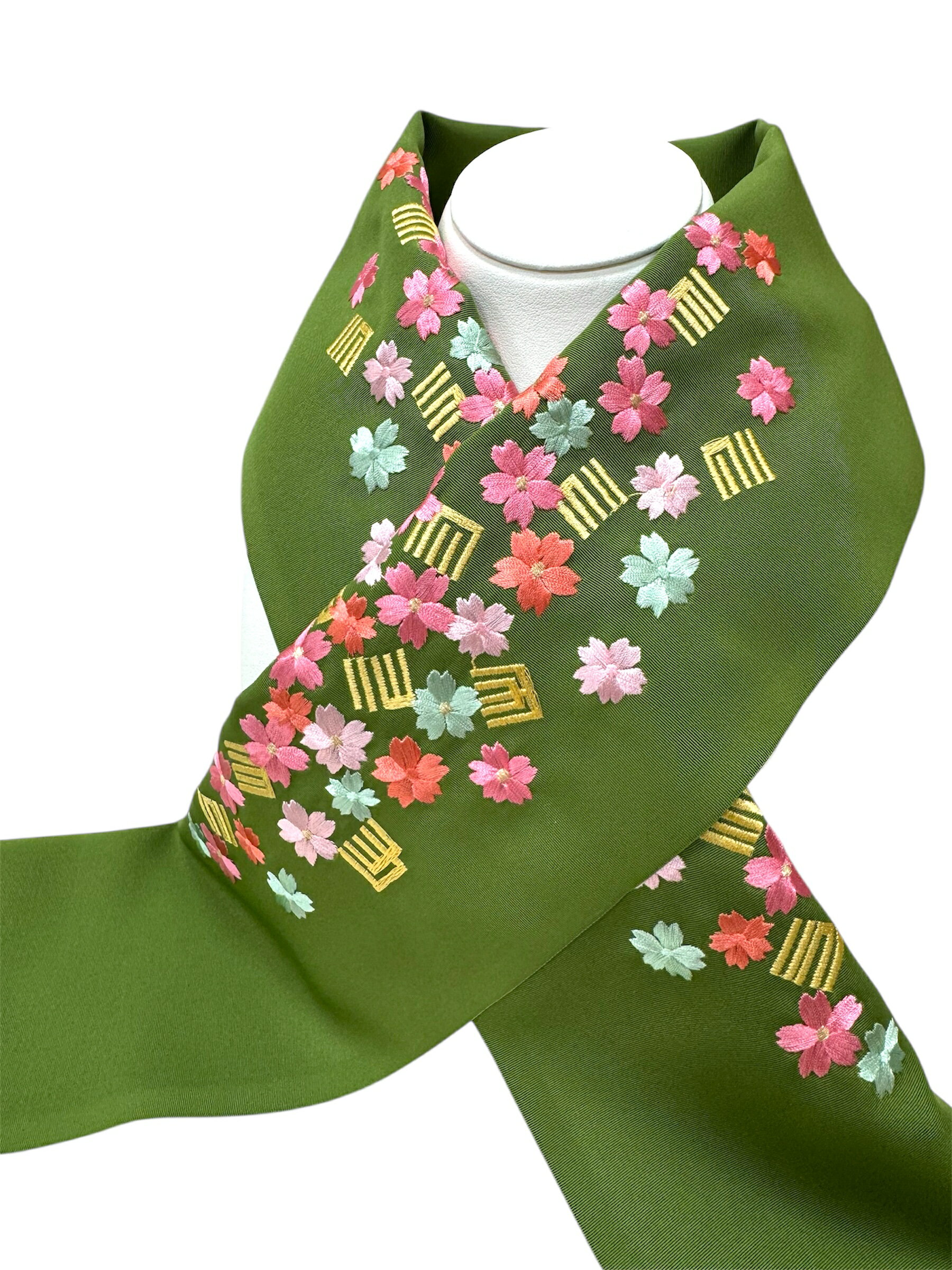 半衿 刺繍衿 振袖 桜 源氏香 抹茶 おしゃれ衿